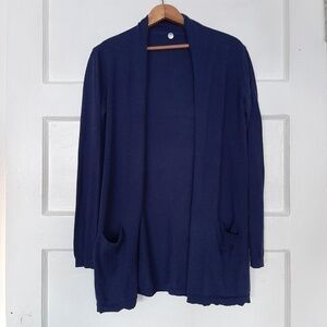 Margaret O'Leary Pima Cotton Open Front Blue Cardigan